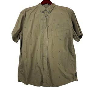 Prana Men's Olive Green Short Sleeve Button Up Shirt X-Large Organic Cotton